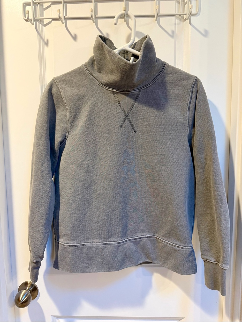 Madewell Garment-Dyed Funnelneck Sweatshirt in Gray Medium Mock Neck Pullover